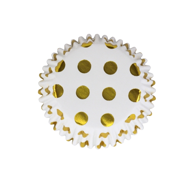 Cupcake Baking Cases - Gold Polka Dots